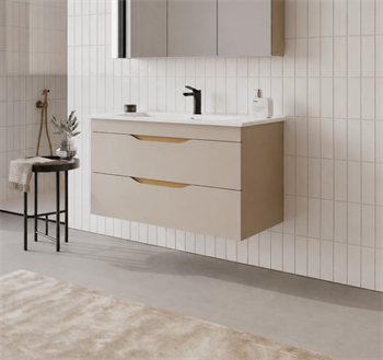 Orka Lena 100 cm Çöl Beji Banyo Dolabı Alt Modül Ve Lavabo (Çekmeceli), 5008054