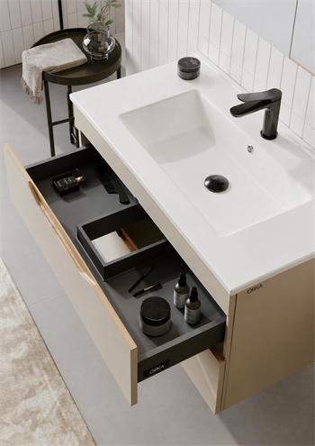 Orka Lena 100 cm Çöl Beji Banyo Dolabı Alt Modül Ve Lavabo (Çekmeceli), 5008054