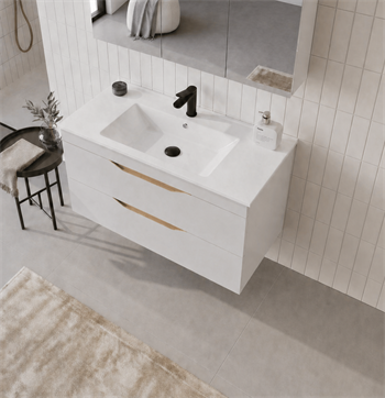 Orka Lena 100 cm Mat Beyaz Banyo Dolabı Alt Modül Ve Lavabo (Çekmeceli), 5008796