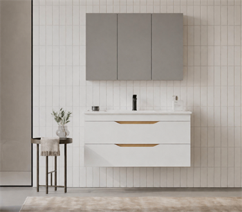 Orka Lena 100 cm Mat Beyaz Banyo Dolabı Takımı (Çekmeceli ,Dolaplı Ayna), 5008795