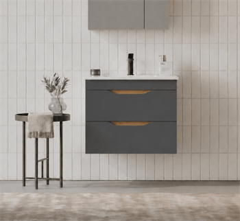Orka Lena 65 cm Mat Antrasit Banyo Dolabı Alt Modül Ve Lavabo (Çekmeceli), 5008033