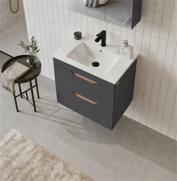 Orka Lena 65 cm Mat Antrasit Banyo Dolabı Alt Modül Ve Lavabo (Çekmeceli), 5008033