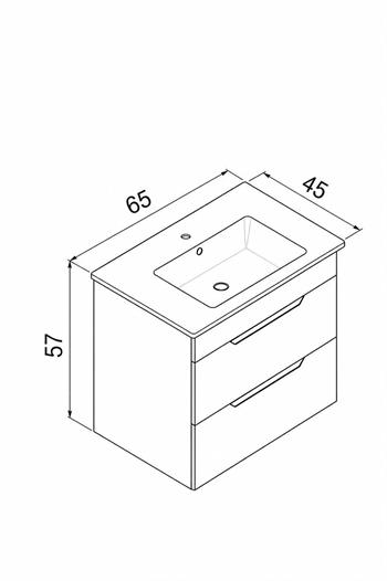 Orka Lena 65 cm Mat Antrasit Banyo Dolabı Alt Modül Ve Lavabo (Çekmeceli), 5008033
