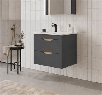 Orka Lena 65 cm Mat Antrasit Banyo Dolabı Alt Modül Ve Lavabo (Çekmeceli), 5008033
