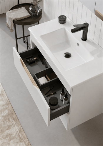 Orka Lena 65 cm Mat Beyaz Banyo Dolabı Alt Modül Ve Lavabo (Çekmeceli), 5008802