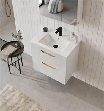 Orka Lena 65 cm Mat Beyaz Banyo Dolabı Alt Modül Ve Lavabo (Çekmeceli), 5008802