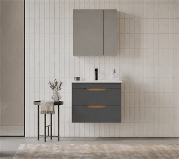 Orka Lena 65 cm Mat Antrasit Banyo Dolabı Takımı (Çekmeceli ,Dolaplı Ayna), 5008032