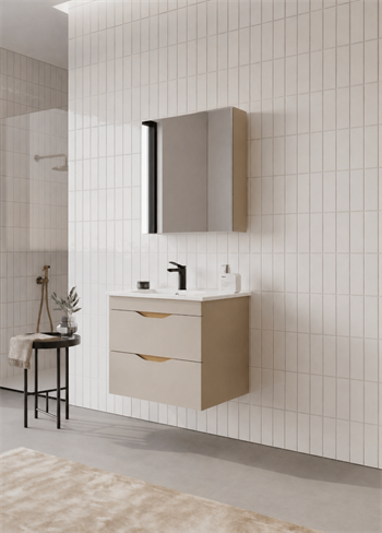 Orka Lena 65 cm Çöl Beji Banyo Dolabı Takımı (Çekmeceli ,Dolaplı Ayna), 5008044