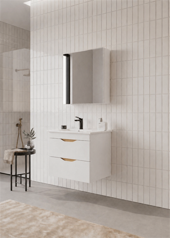Orka Lena 65 cm Mat Beyaz Banyo Dolabı Takımı (Çekmeceli ,Dolaplı Ayna), 5008803