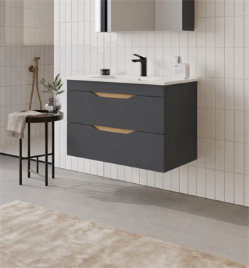 Orka Lena 85 cm Mat Antrasit Banyo Dolabı Alt Modül Ve Lavabo (Çekmeceli), 5008037
