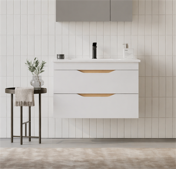 Orka Lena 85 cm Mat Beyaz Banyo Dolabı Alt Modül Ve Lavabo (Çekmeceli), 5008808