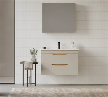 Orka Lena 85 cm Çöl Beji Banyo Dolabı Takımı (Çekmeceli ,Dolaplı Ayna), 5008048