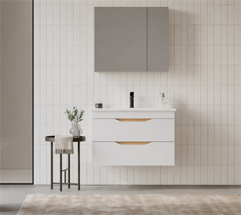 Orka Lena 85 cm Mat Beyaz Banyo Dolabı Takımı (Çekmeceli ,Dolaplı Ayna), 5008809