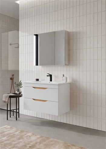 Orka Lena 85 cm Mat Beyaz Banyo Dolabı Takımı (Çekmeceli ,Dolaplı Ayna), 5008809