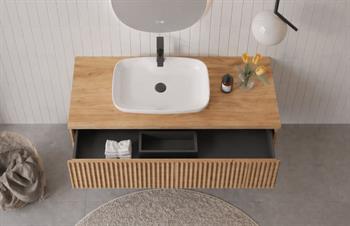 Orka Lentia 100 cm Meşe Banyo Dolabı Alt Modül Ve Lavabo, 5007089