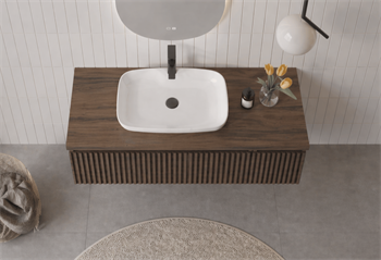 Orka Lentia 100 cm Ceviz Banyo Dolabı Alt Modül Ve Lavabo, 5007090