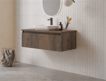 Orka Lentia 100 cm Ceviz Banyo Dolabı Alt Modül Ve Lavabo, 5007090