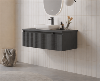 Orka Lentia 100 cm Mat Antrasit Banyo Dolabı Alt Modül Ve Lavabo, 5007087