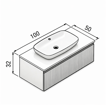 Orka Lentia 100 cm Meşe Banyo Dolabı Alt Modül Ve Lavabo, 5007089