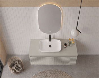 Orka Lentia Banyo Dolabı Takımı, 100 cm, Mat Kaşmir (Ledli Ayna), 5007103