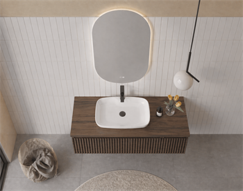 Orka Lentia Banyo Dolabı Takımı, 100 cm, Ceviz (Ledli Ayna), 5007105
