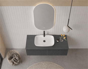 Orka Lentia Banyo Dolabı Takımı, 100 cm, Mat Antrasit (Ledli Ayna), 5007102