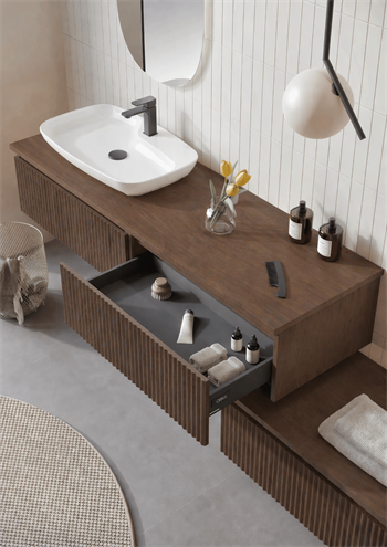 Orka Lentia 160 cm Ceviz Banyo Dolabı Alt Modül Ve Lavabo, 5008213