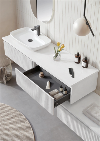 Orka Lentia Banyo Dolabı Takımı, 160 cm, Mat Beyaz (Ledli Ayna), 5007106