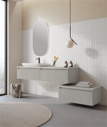 Orka Lentia Banyo Dolabı Takımı, 160 cm, Mat Kaşmir (Ledli Ayna), 5007108