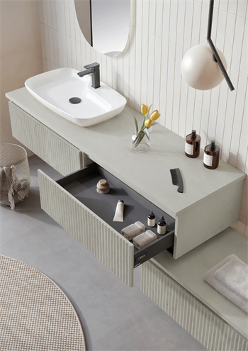 Orka Lentia Banyo Dolabı Takımı, 160 cm, Mat Kaşmir (Ledli Ayna), 5007108