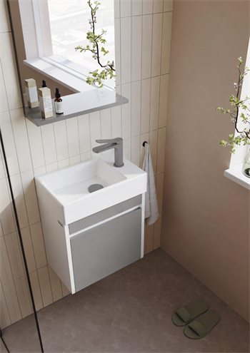 Orka Yedisu Banyo Dolabı Takımı, 45 cm, Parlak Gri (Etajerli Ayna), 5000605