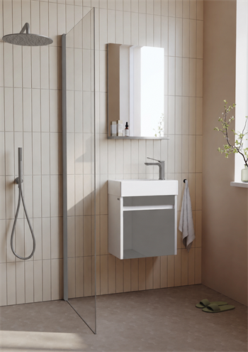 Orka Yedisu Banyo Dolabı Takımı, 45 cm, Parlak Gri (Etajerli Ayna), 5000605