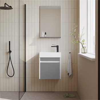 Orka Yedisu Banyo Dolabı Takımı, 45 cm, Parlak Gri (Etajerli Ayna), 5000605