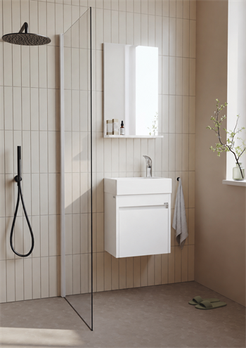 Orka Yedisu Banyo Dolabı Takımı, 45 cm, Parlak Beyaz (Etajerli Ayna), 5000603