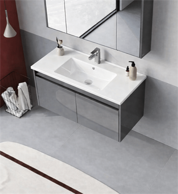 Orka Arno 100 cm Bazalt Gri Banyo Dolabı Alt Modül ve Lavabo (Kapaklı) , 5008757