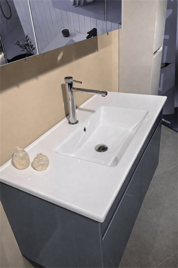 Orka Arno 100 cm Bazalt Gri Banyo Dolabı Alt Modül ve Lavabo (Kapaklı) , 5008757