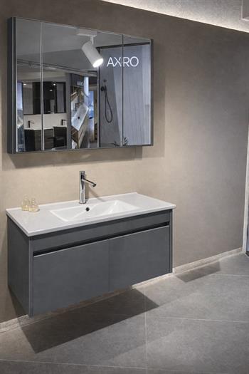 Orka Arno 100 cm Bazalt Gri Banyo Dolabı Takımı (Kapaklı) , 5008763