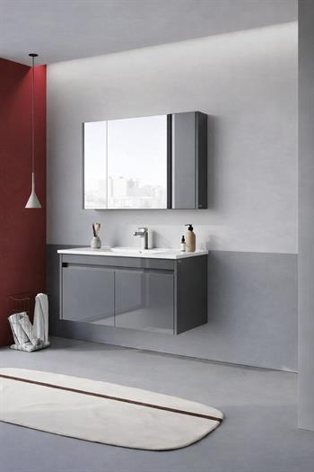 Orka Arno 100 cm Bazalt Gri Banyo Dolabı Takımı (Kapaklı) , 5008763