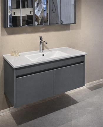 Orka Arno 100 cm Bazalt Gri Banyo Dolabı Alt Modül ve Lavabo (Kapaklı) , 5008757