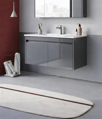 Orka Arno 100 cm Bazalt Gri Banyo Dolabı Alt Modül ve Lavabo (Kapaklı) , 5008757