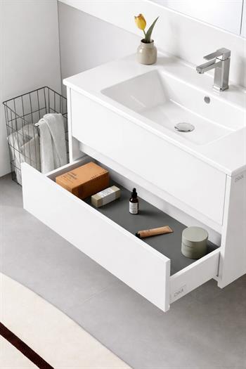 Orka Arno 100 cm Parlak Beyaz Banyo Dolabı Takımı (Çekmeceli) , 5008762