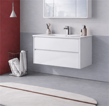 Orka Arno 100 cm Parlak Beyaz Banyo Dolabı Alt Modül ve Lavabo (Çekmeceli) , 5008756