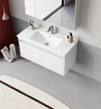 Orka Arno 100 cm Parlak Beyaz Banyo Dolabı Alt Modül ve Lavabo (Kapaklı) , 5008759