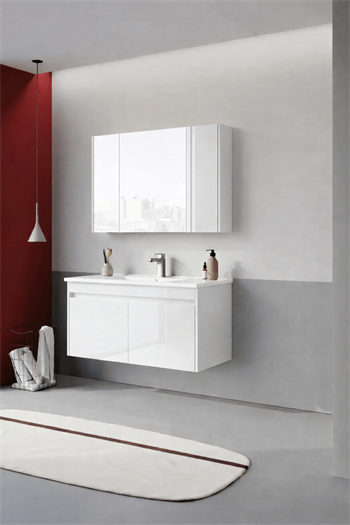 Orka Arno 100 cm Parlak Beyaz Banyo Dolabı Takımı (Kapaklı) , 5008765