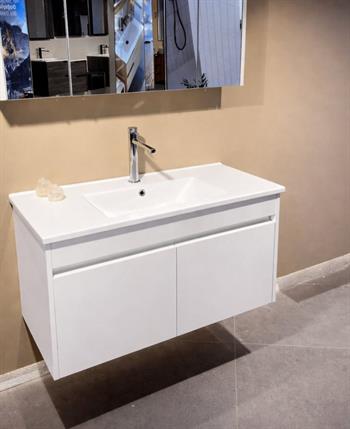Orka Arno 100 cm Parlak Beyaz Banyo Dolabı Alt Modül ve Lavabo (Kapaklı) , 5008759