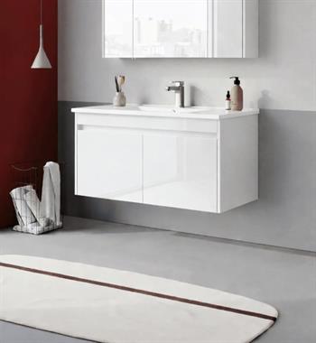 Orka Arno 100 cm Parlak Beyaz Banyo Dolabı Alt Modül ve Lavabo (Kapaklı) , 5008759