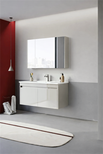 Orka Arno 100 cm Parlak Kaşmir Banyo Dolabı Takımı (Kapaklı) , 5008764