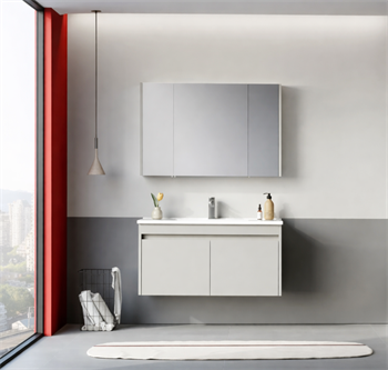 Orka Arno 100 cm Parlak Kaşmir Banyo Dolabı Takımı (Kapaklı) , 5008764