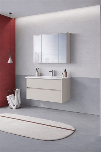 Orka Arno 100 cm Parlak Kaşmir Banyo Dolabı Takımı (Çekmeceli) , 5008761