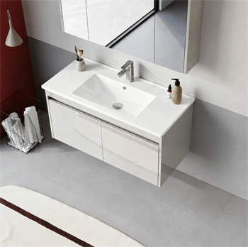 Orka Arno 100 cm Parlak Kaşmir Banyo Dolabı Alt Modül ve Lavabo (Kapaklı) , 5008758